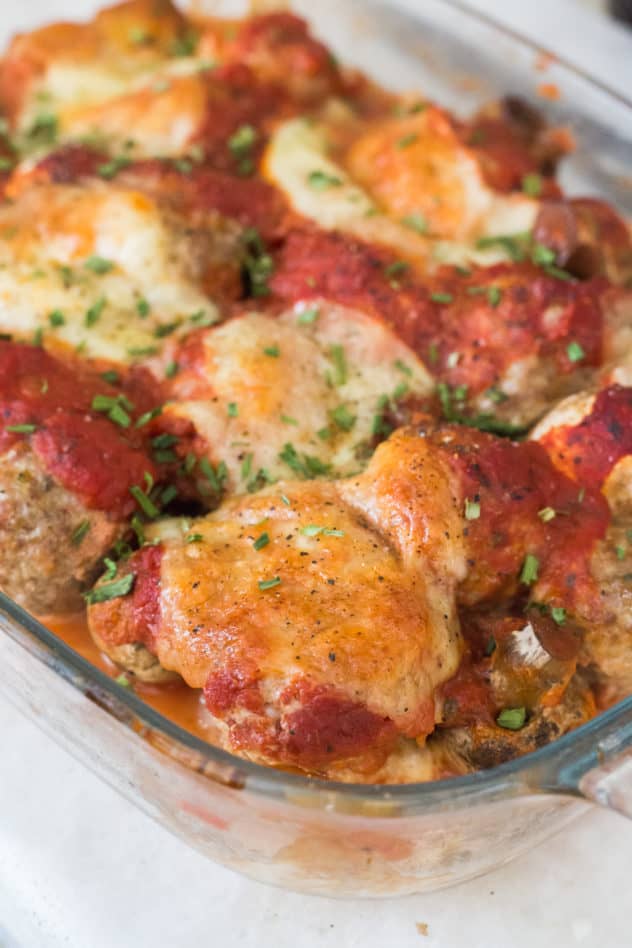 keto meatball casserole, meatball casserole keto, mozzarella stuffed meatballs keto, low carb meatball casserole,