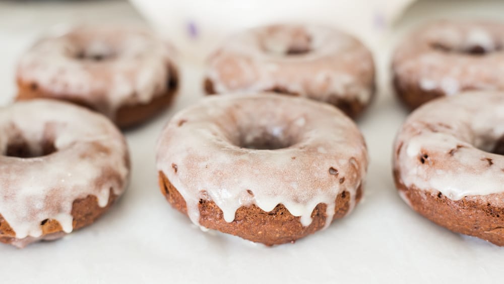 Chocolate Coconut Flour Donuts with Sour Cream Glaze - The Hungry Elephant