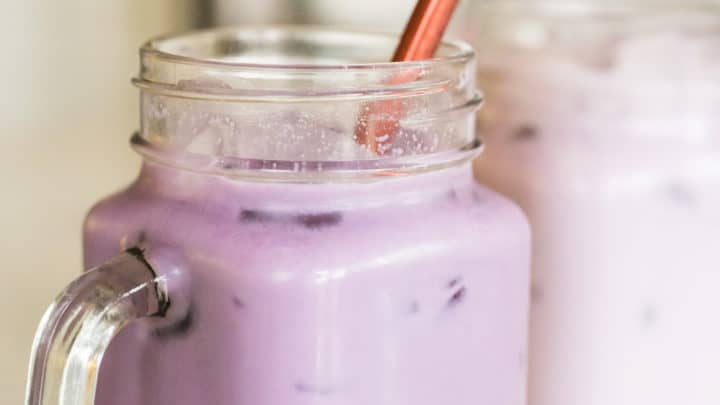 Keto Ube Iced Latte || The Purple Drink