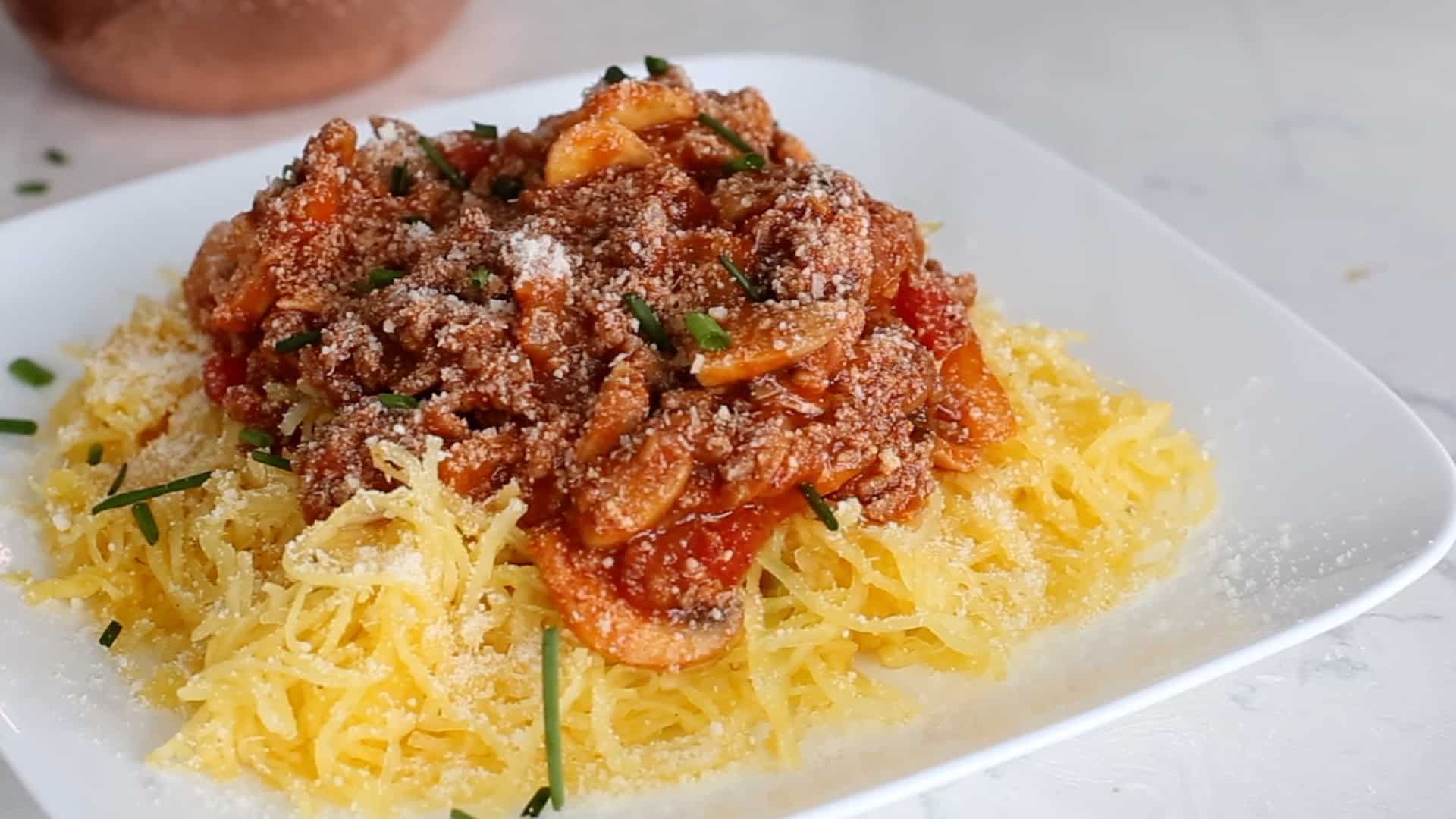 Spaghetti Squash with Low Carb Meat Sauce