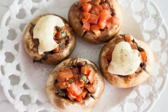 stuffed mushrooms, brushcetta stuffed mushrooms, how to stuff mushrooms, making stuffed mushrooms, what to stuff mushrooms with, easy stuffed mushrooms, low carb stuffed mushrooms, keto stuffed mushrooms